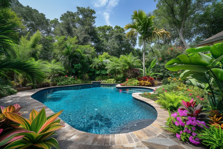Aménagement paysager autour d une piscine